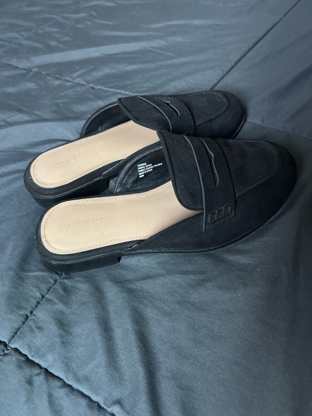 torrid Black Suede Slip-On Penny Loafer Mules
